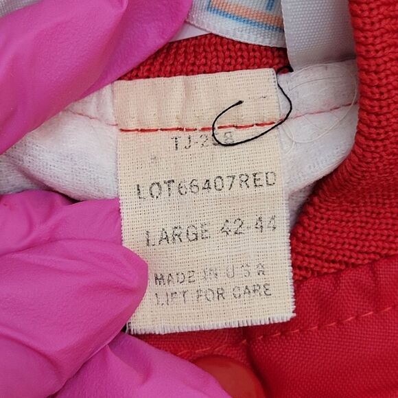 Vintage 80s Farmingdale Varsity Jacket L 22x23 Red Cropped - Picture 7 of 15